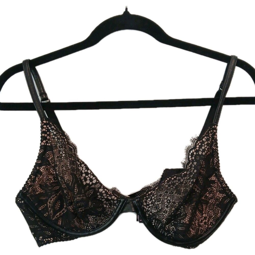 Victoria’s Secret Women’s Size 36C  Cup Very Sexy Unlined Bra Faux Leather Strap